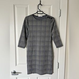 Mango Long Sleeve Houndstooth Dress